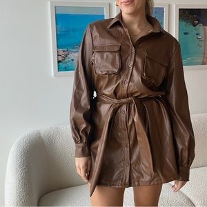 Brown leather dress